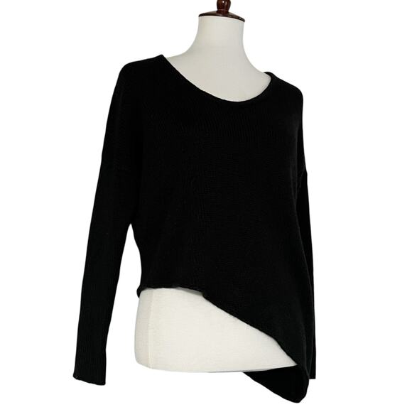 Helmut Lang Women's Black Scoop Neck Wool Blend Asymmetrical Knit Sweater Size M - Picture 4 of 12